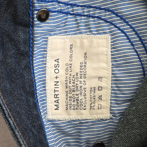 Martin + Osa Denim Jean Mini Skirt Size 26 Raw Hem Dark Rinse 5 Pocket - Picture 5 of 5